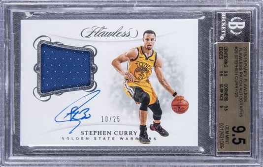 2018-19 Panini Flawless #25 Stephen Curry Flawless Patch Autographs (#10/25) - BGS GEM MINT 9.5/10 AUTO
